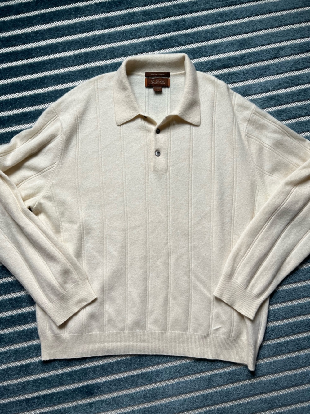 Tasso Elba 100% cashemere long sleeve polo XL